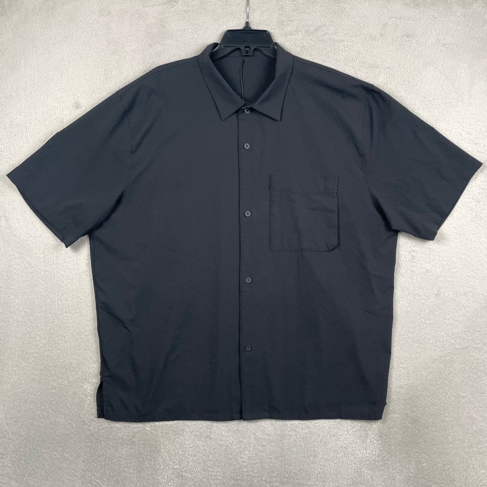 Lululemon Airing Easy Shirt Mens 3XL Black Ventlight Short Sleeve Button Up READ